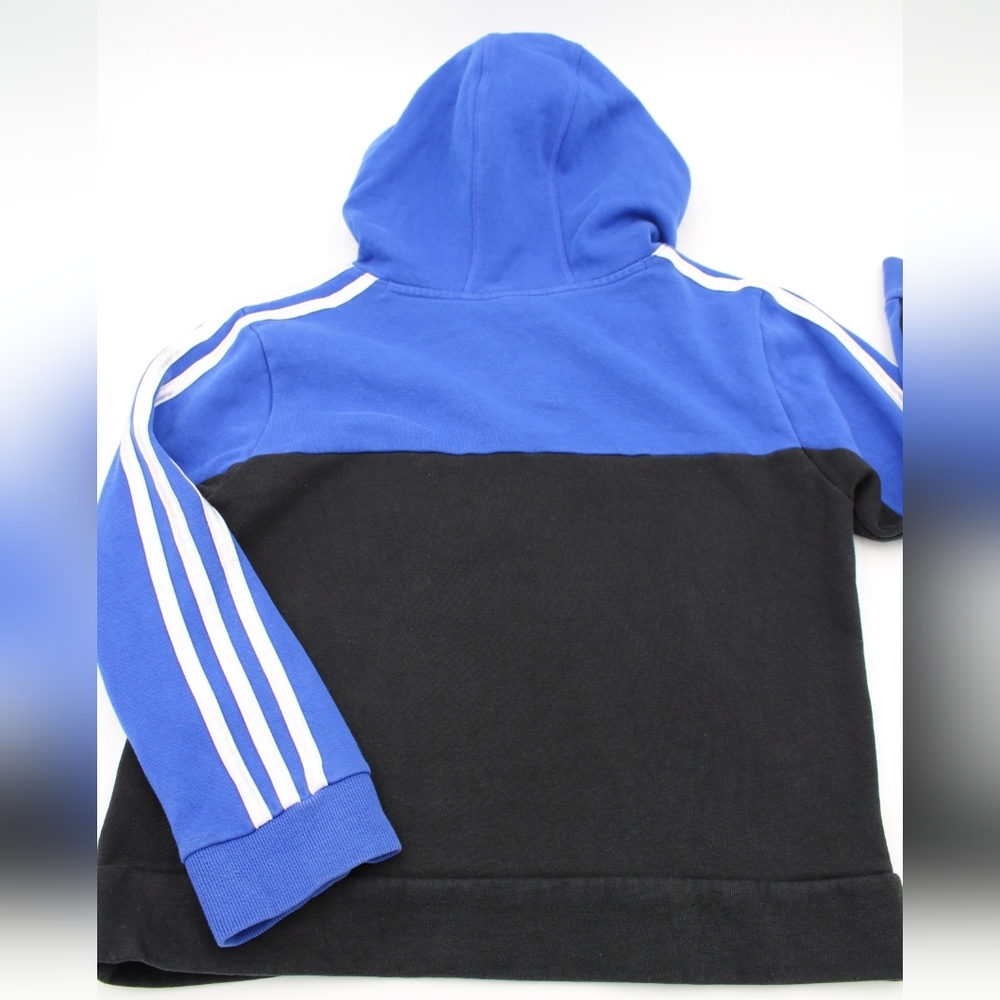 Adidas Boys Youth M (10/12) Pullover Hoodie Black Blue White - Picture 2 of 5